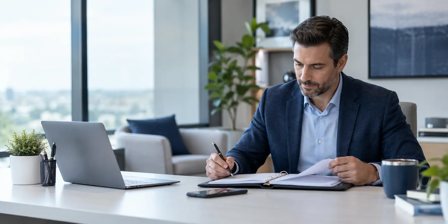An insurance professional organizing a disciplined follow-up plan